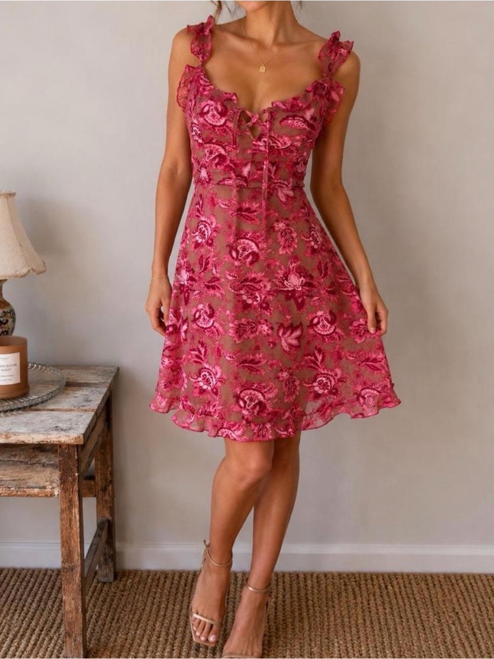 White Fox Boutique Fuchsia Floral Mini Dress